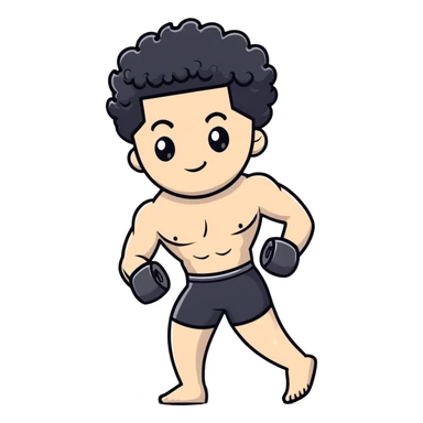 shirtless male athlete with white skin and curly black hair sticker