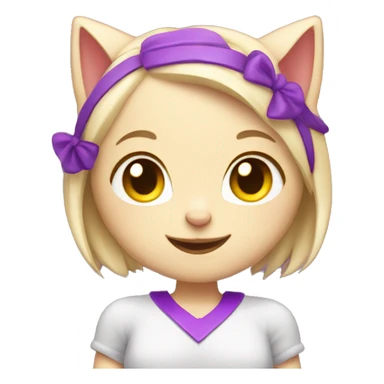 blond cat girl with purple highlights smiling holding a heart  sticker