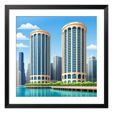 Chicago Marina City two buildings sticker