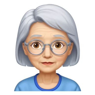 Old lady with silver hair medium length with blue glasses  sticker