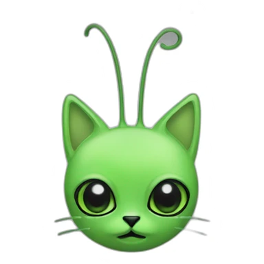 green alien cat black eyes antenna sticker