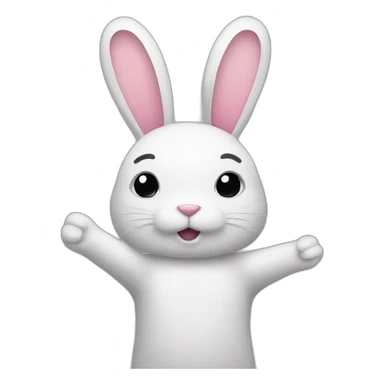 A bunny with a raised hand  sticker