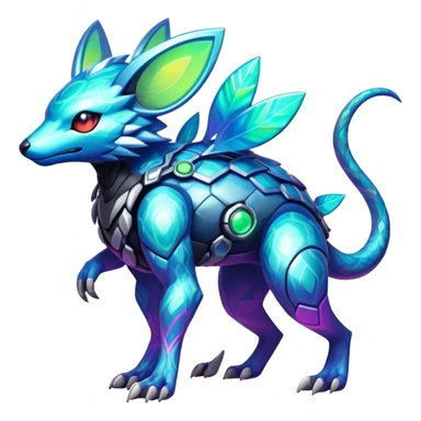  exotic tropical iridescent cyber-Protogen-Fakémon-Pokémon-Vernid-creature sticker