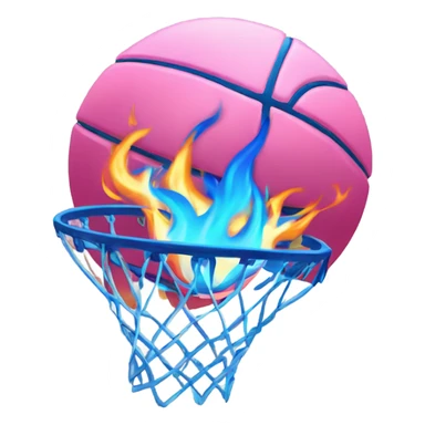 Pink and blue flaming basketball  sticker