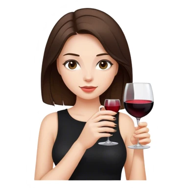 brunette hair down girl black top holding wine sticker