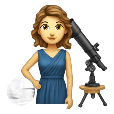 Woman with Greek flag and astronomy telescope sticker