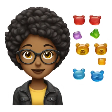 Smiling girl with glasses and gummy bear earrings sticker
