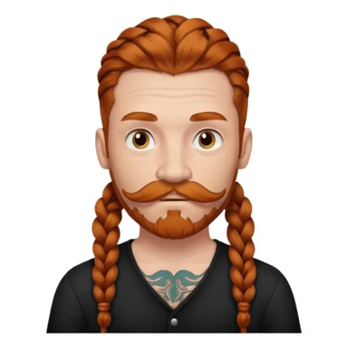 thick very dark ginger braids man very white old very tattoed with the whitest mustache ever sticker