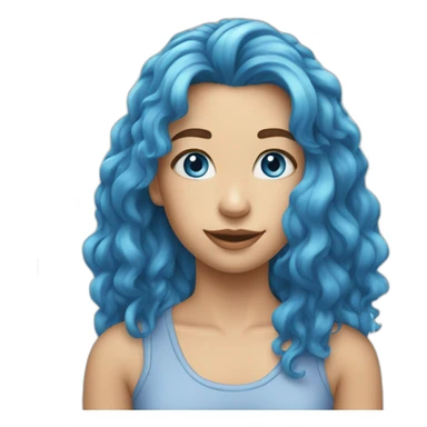 girl blue hair mullet face blue eye smile sticker