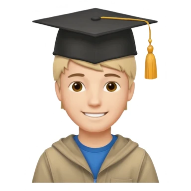 White Boy Collage Student with Student Hat on his Head sticker