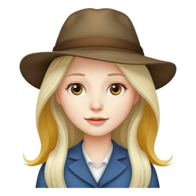 long haired female white bird with hat sticker