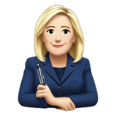marine le pen avec un pen sticker