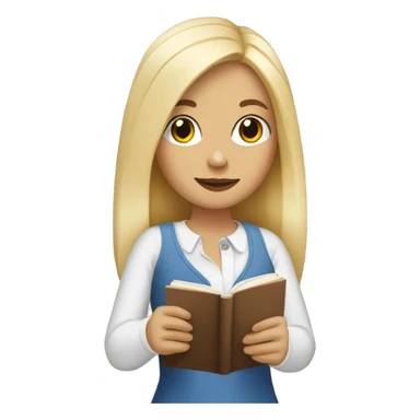 blonde girl drinking a flat white with a book sticker