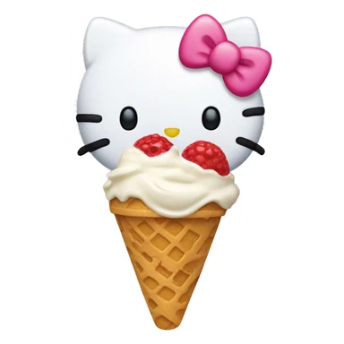 hello kitty eating ice cream sticker