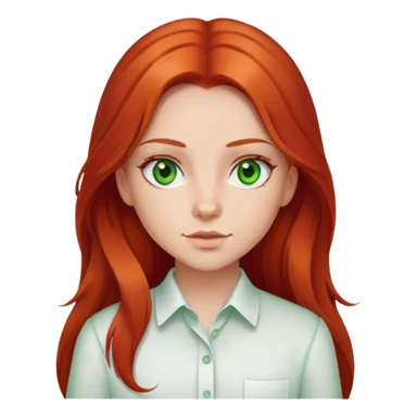 Girl with middle part long red hair and green eyes white shirt sticker