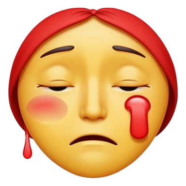 A standard emoji crying red with closed eyes sticker