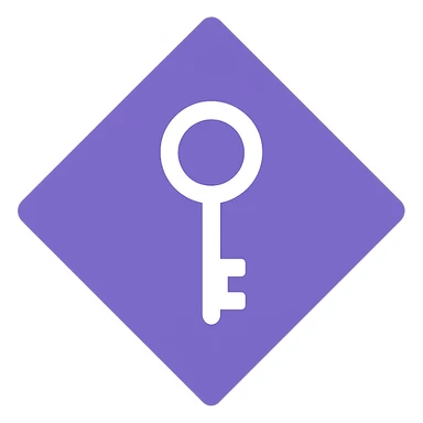 diamond, color #9665db, with 🗝️key  symbol on the diamond. sticker