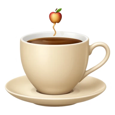 classic coffee cup and saucer, light beige color, elegant shapes, Apple emoji style, no text sticker