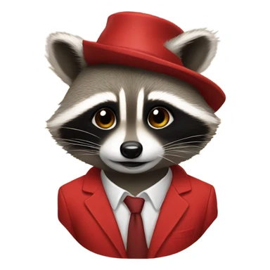 Raccoon wearing a red suit sticker