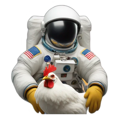 Astronaut with helmet shut riding a chicken sticker