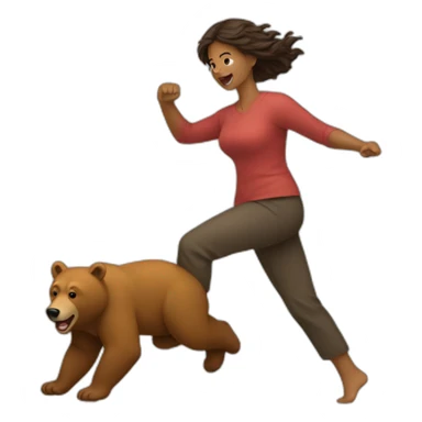 Woman kicking a bear sticker