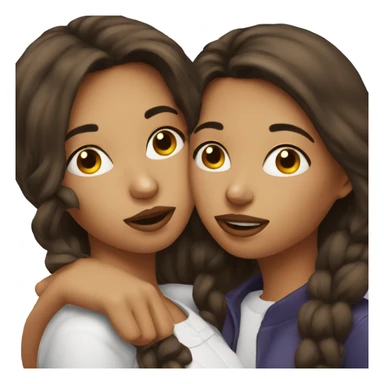 Two brunette girls kissing sticker