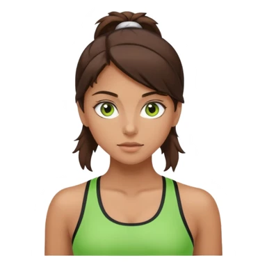 Tan Brunette girl with a mix of brown and green eyes, wearing workout clothes  sticker