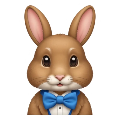 Brown rabbit with blue bow tie sticker