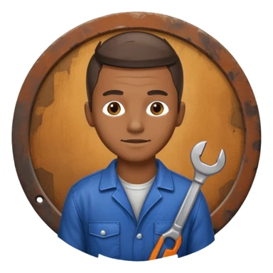 Mechanic + wrench + oil stain sticker