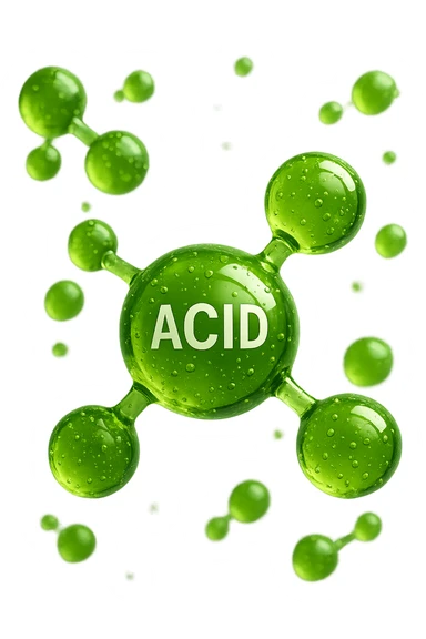 molecole chimiche verde acido fluttuano in aria, iperrealistiche 4k sticker