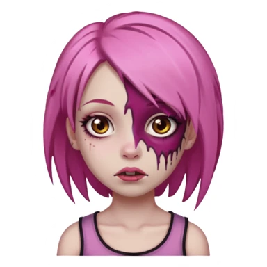 Zumbi girl with Pink hair and brown eyes sticker