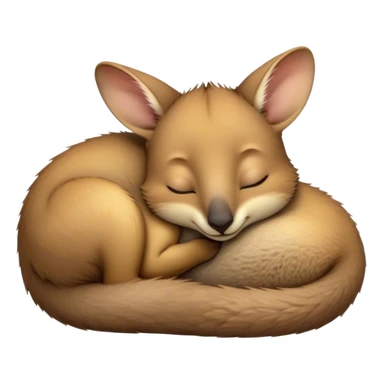 Meme-Worthy Cute Sleeping Wallaby Portrait Emoji, Head resting peacefully with a contented smile, showcasing a compact, agile build and a luxuriously soft tan fur, eyes shut in a serene, restful nap, Simplified yet hilariously adorable features, highly detailed, glowing with a soft, drowsy light, high shine, relaxed and utterly lovable, stylized with an air of playful laziness, bright and heartwarming, soft glowing outline, capturing the essence of a comically sleepy wallaby, so meme‐worthy it feels like it could instantly become the next viral sensation of adorable slumber! sticker