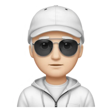 검은 안경을 쓰고 하얀 캡모자를 쓰고 흰 옷을 입은남자 sticker