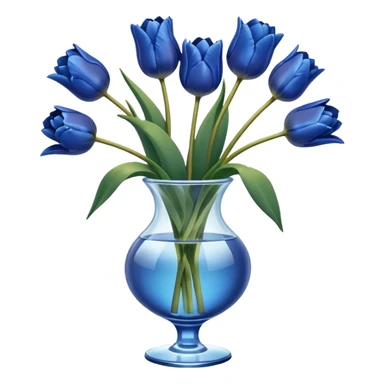 Navy blue tulips in glass vase  sticker