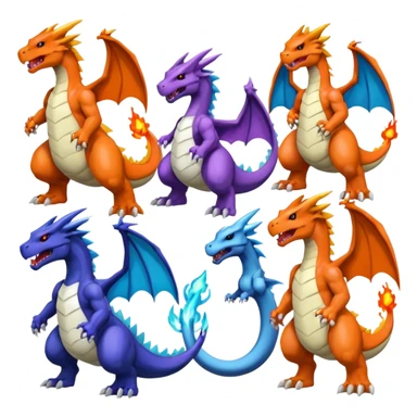 Charizard-Bulkmon-Canoweissmon-Darkdramon-Cybermon-Digimon-creature sticker