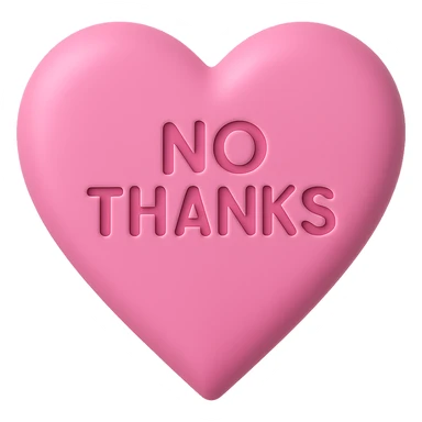 3d pink No thanks heart, remove background sticker