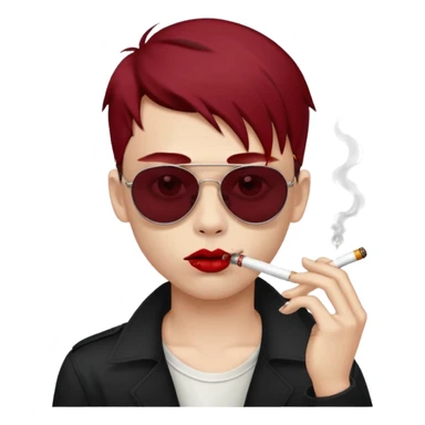 boy high fashion model with piercing sunglasses blood smoking cigarette sticker