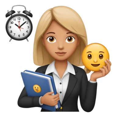 new emoji Be right back meeting time emoji female add clock and notebook sticker