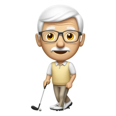 Elderly white male no mustache and no cane playing golf sticker