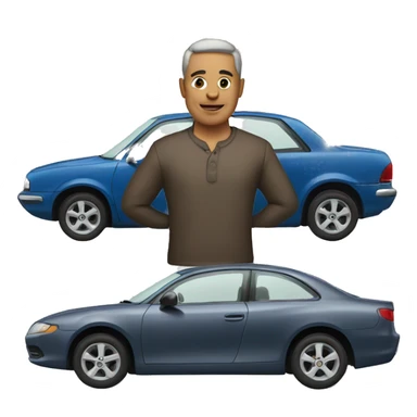 a man with a car sticker