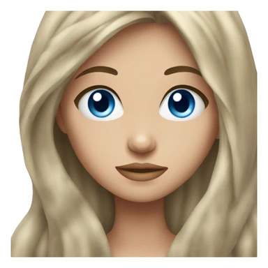 Girl with blue eyes chatain hair long hair  sticker