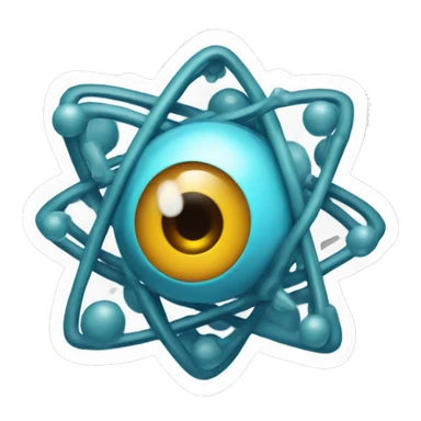 sticker of an atom with eyes and the letter "P" in the middle sticker