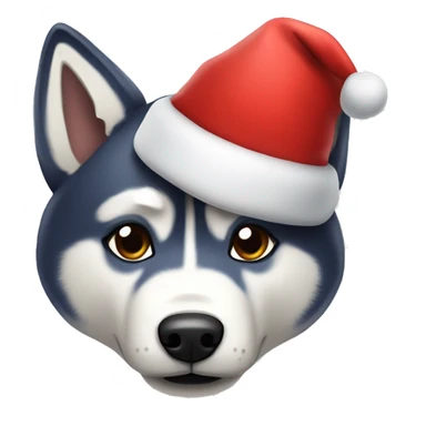 a husky with a Santa hat sticker