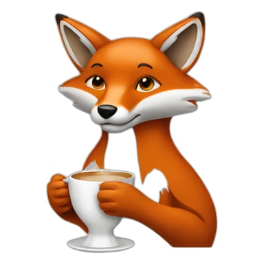 fox drinking a cup of coffee sticker