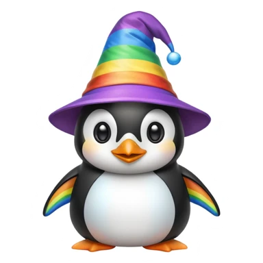 penguin being gay with a wizard hat sticker