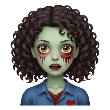 zombie girl with curly very dark brown hair and brown eyes sticker