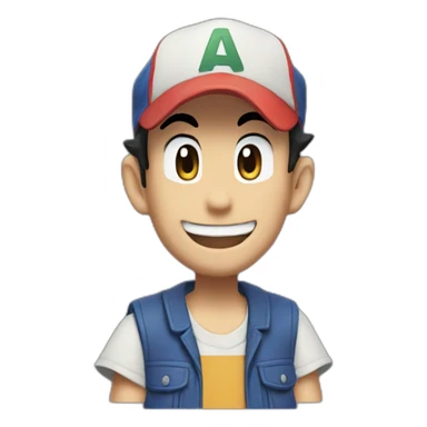 Laughing ash ketchum sticker