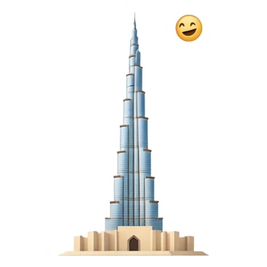 Burj Khalifa in coconut beige color, emoji style, simple and clean, minimalism, soft tones sticker