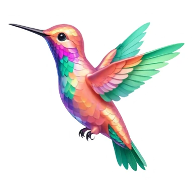 peach pink and mint humming bird, verywarm colours  sticker