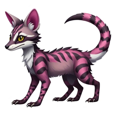 Feral Rare Fantasy dark vibrant Vernid-Sergal-Genet-species-animal-creature by LiLaiRa, random markings, tufted ears, full body, 4 legs sticker